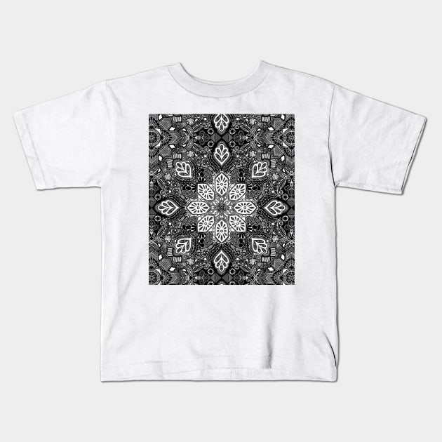 Gypsy Lace in White on Black Kids T-Shirt by micklyn